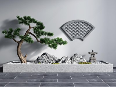 新中式庭院景观3D模型下载